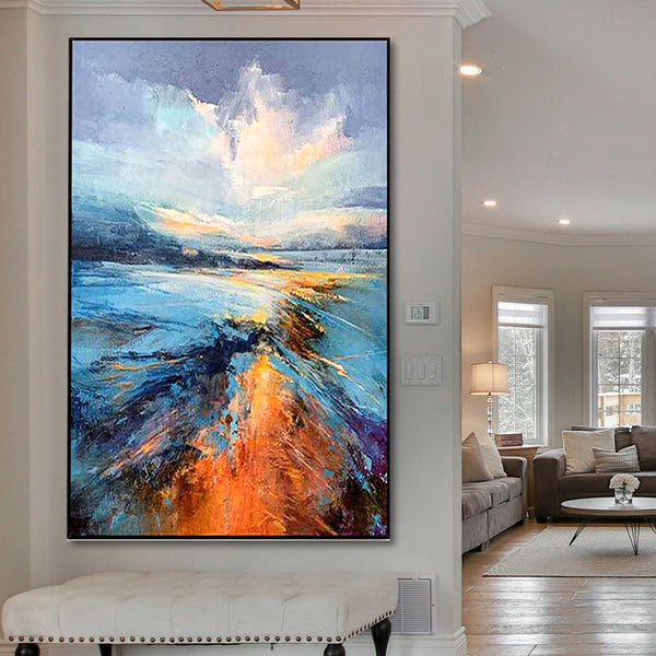 Abstract painting in a modern living room