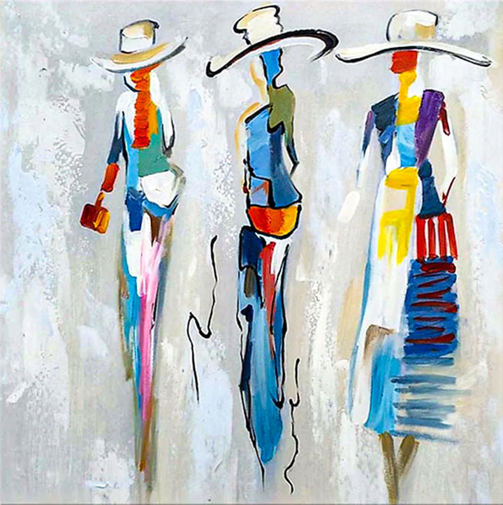 colourful abstract painting of 3 figure