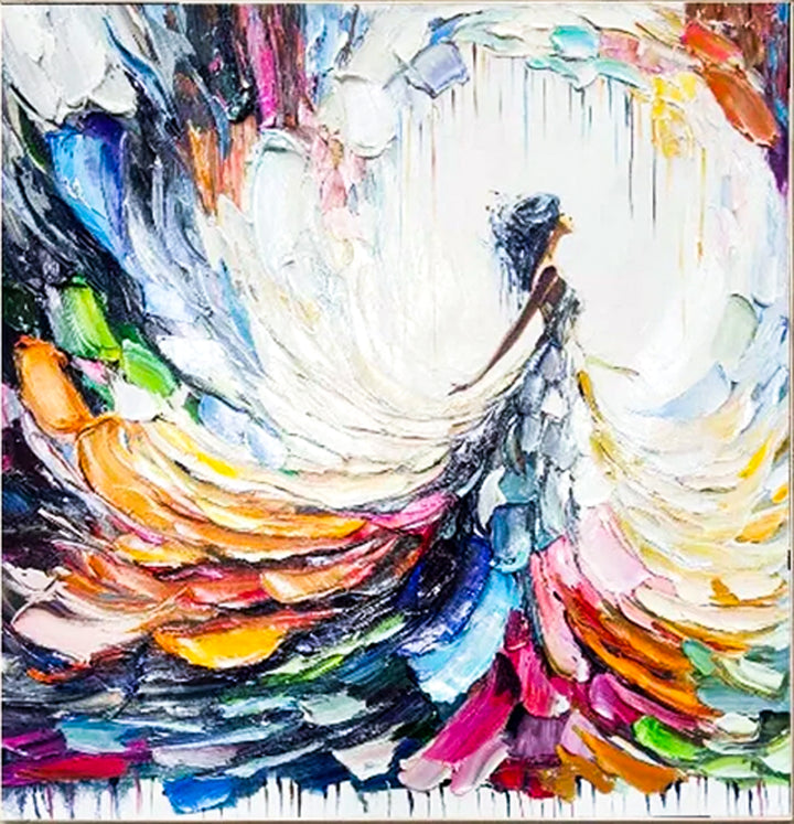 Abstract painting with swirling colors