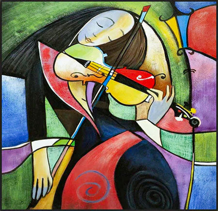 Abstract artwork with colorful shapes and forms