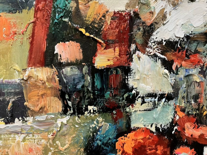 Abstract painting with a variety of colors and textures